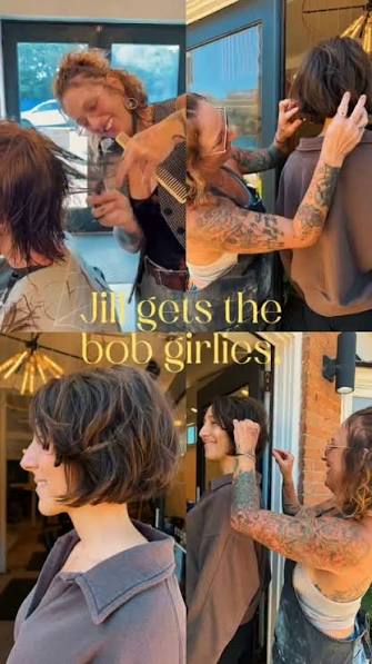 Jill loves a good bob, and she has the portfolio to prove it. 🤎, Book now , CALL 📞828 277 4070⁠, #bobcutdeas #winksalon #winkasheville #a…